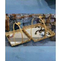 Two-tier golden decorative basket